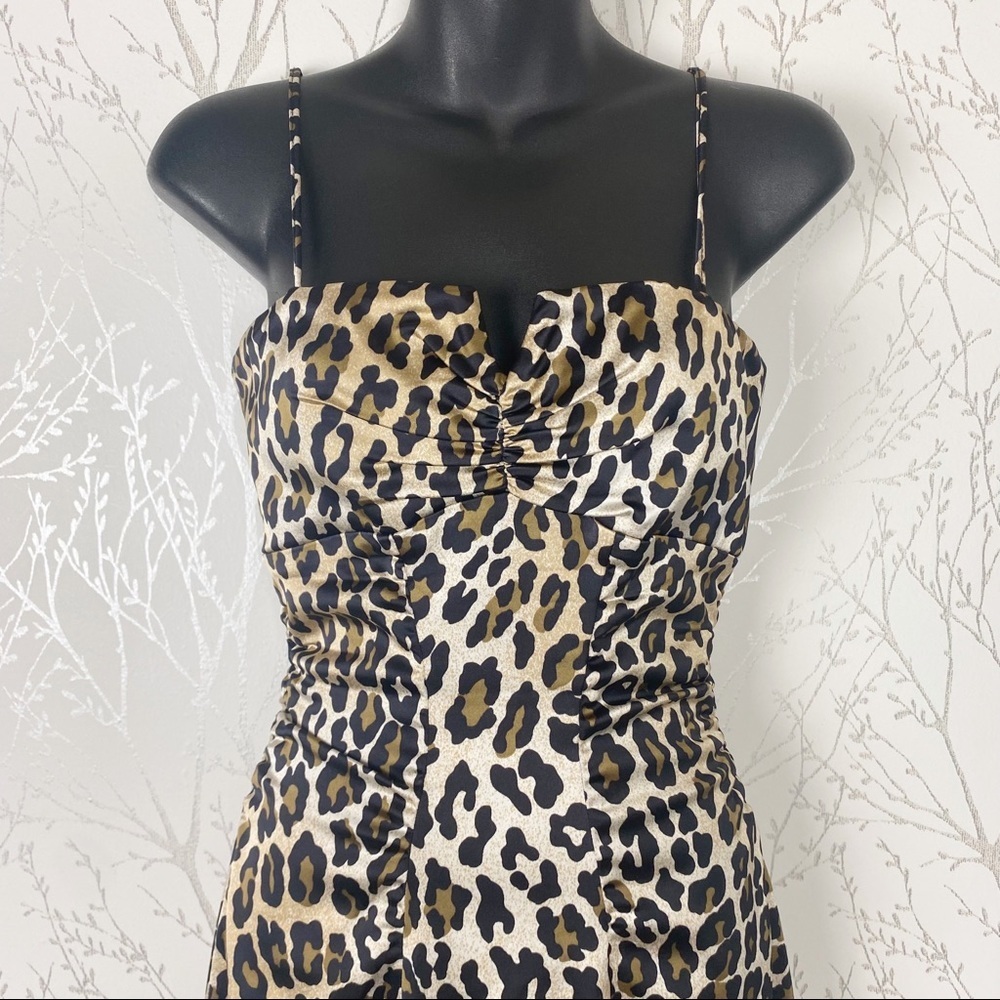 CACHE Y2K Animal Print Slip Dress Sweetheart neckline 2 Cheetah Leopard Vintage - Picture 5 of 14